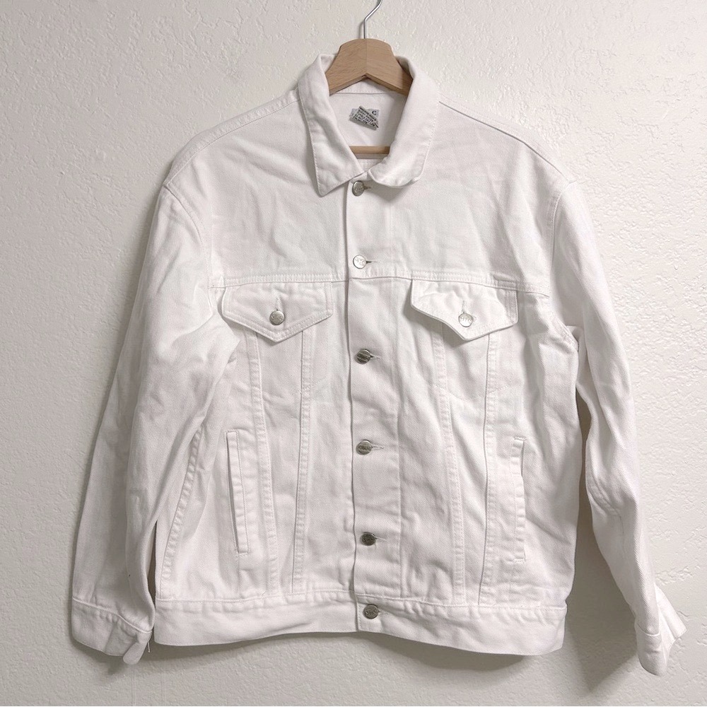 M.T.C White Denim Jacket Vintage 100% Cotton Trucker Size S‎